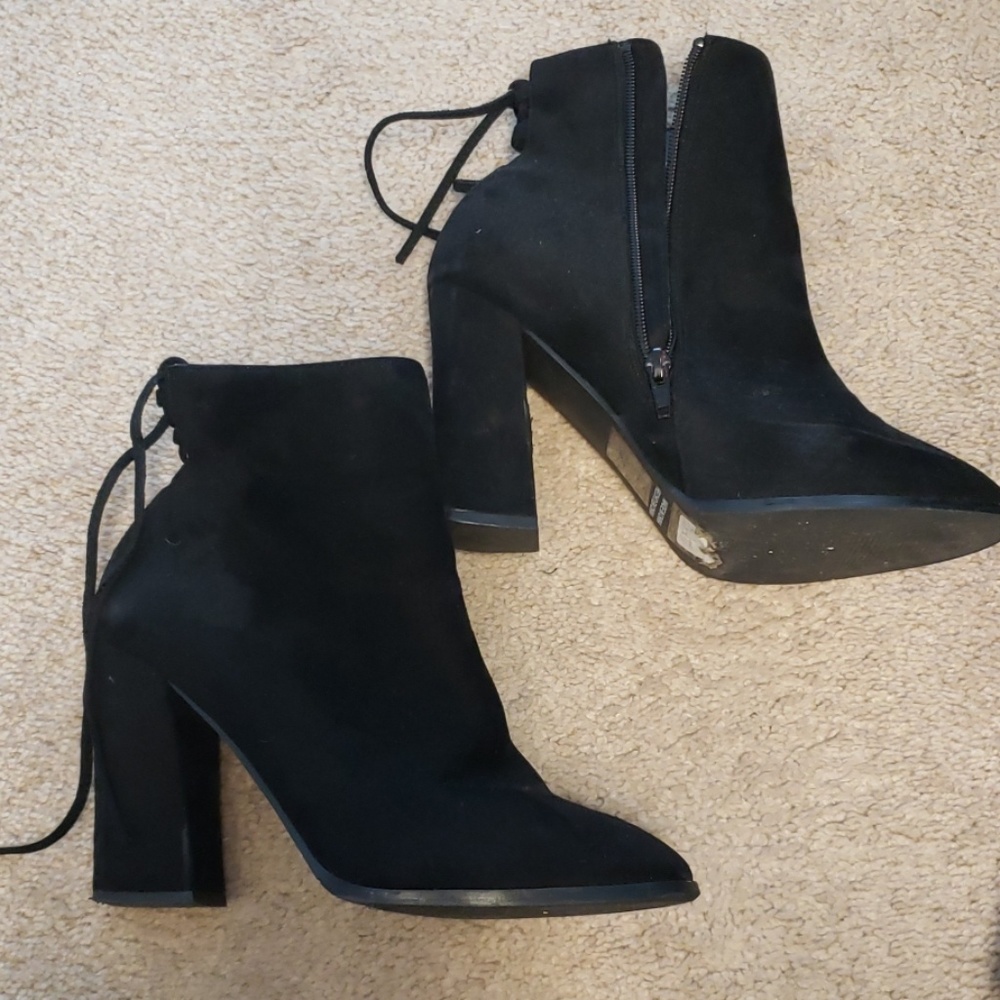 Black F21 Faux Suede Ankle Booties
